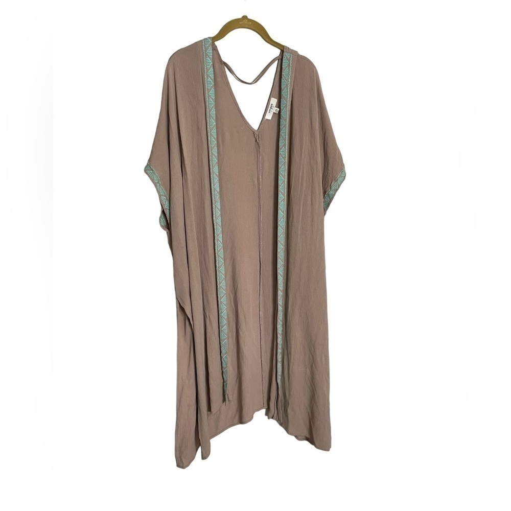 Umgee Light Tan Brown Embroidered Duster Cardigan S/M